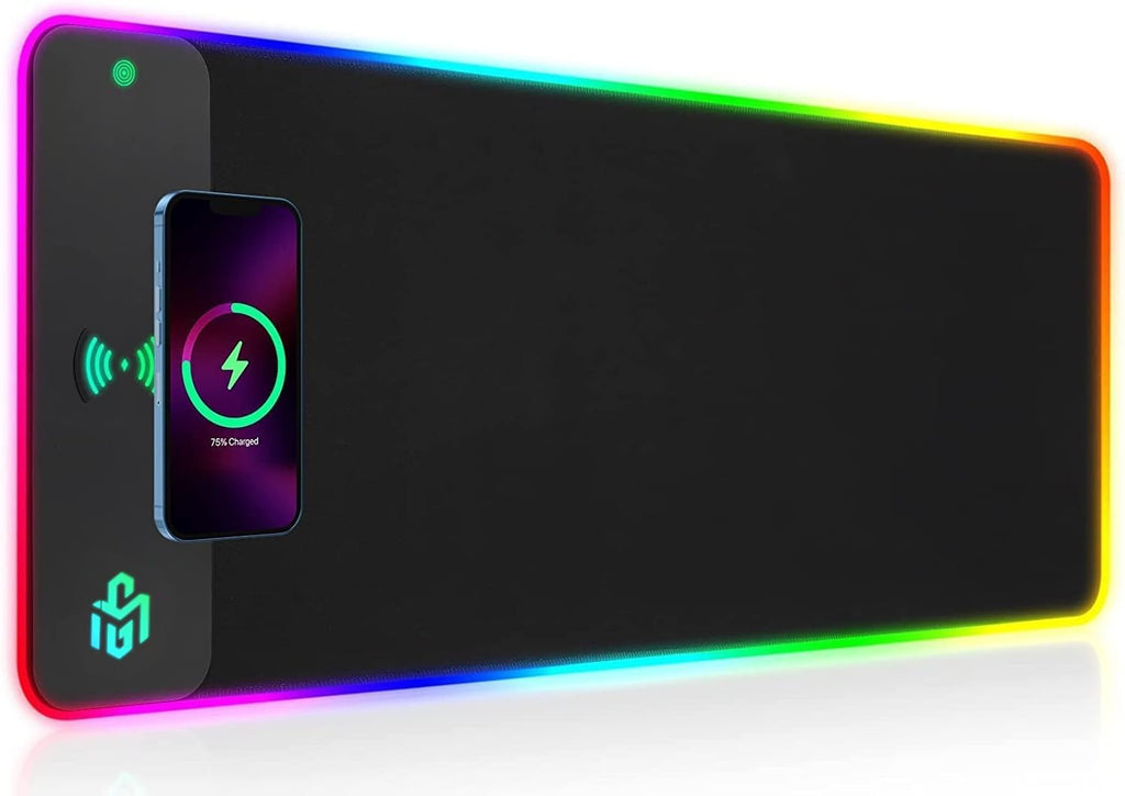 XL RGB Gaming Mouse Pad with Wireless Charging - LED Desk Mat