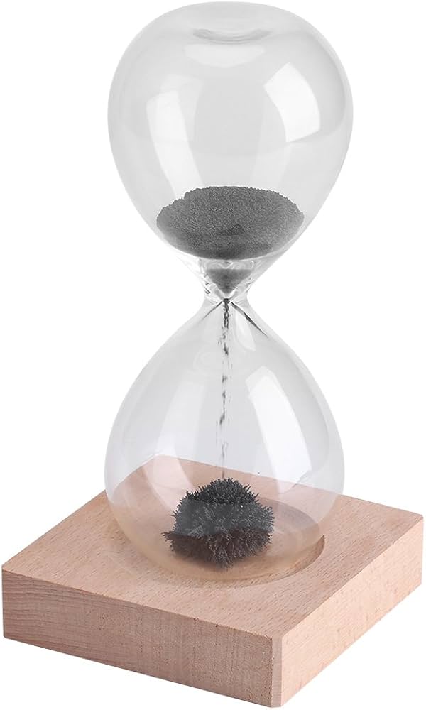 Magnetic Hourglass Timer — 5 Min, Iron Filing, Desk Art