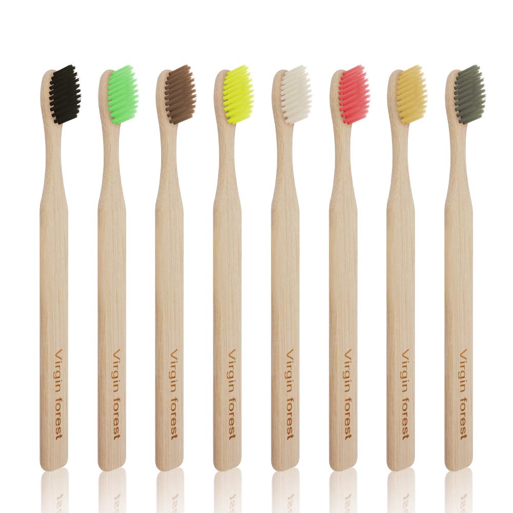 Bamboo Toothbrush Set 8-Pack — Soft BPA-Free Bristles, Adult