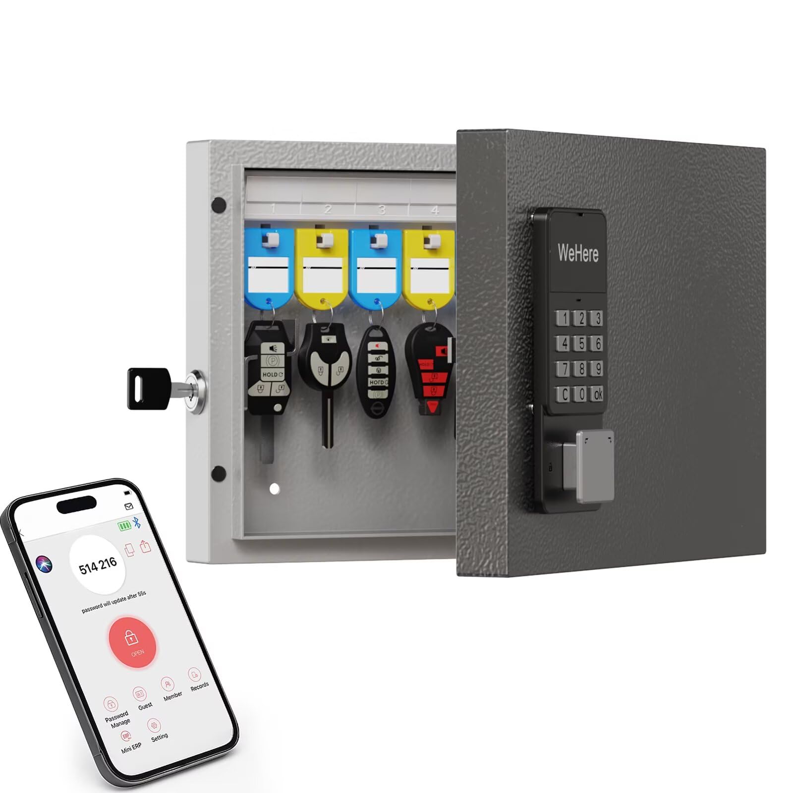 Electronic Key Lock Box - Wall Mount, Bluetooth, Temporary Codes