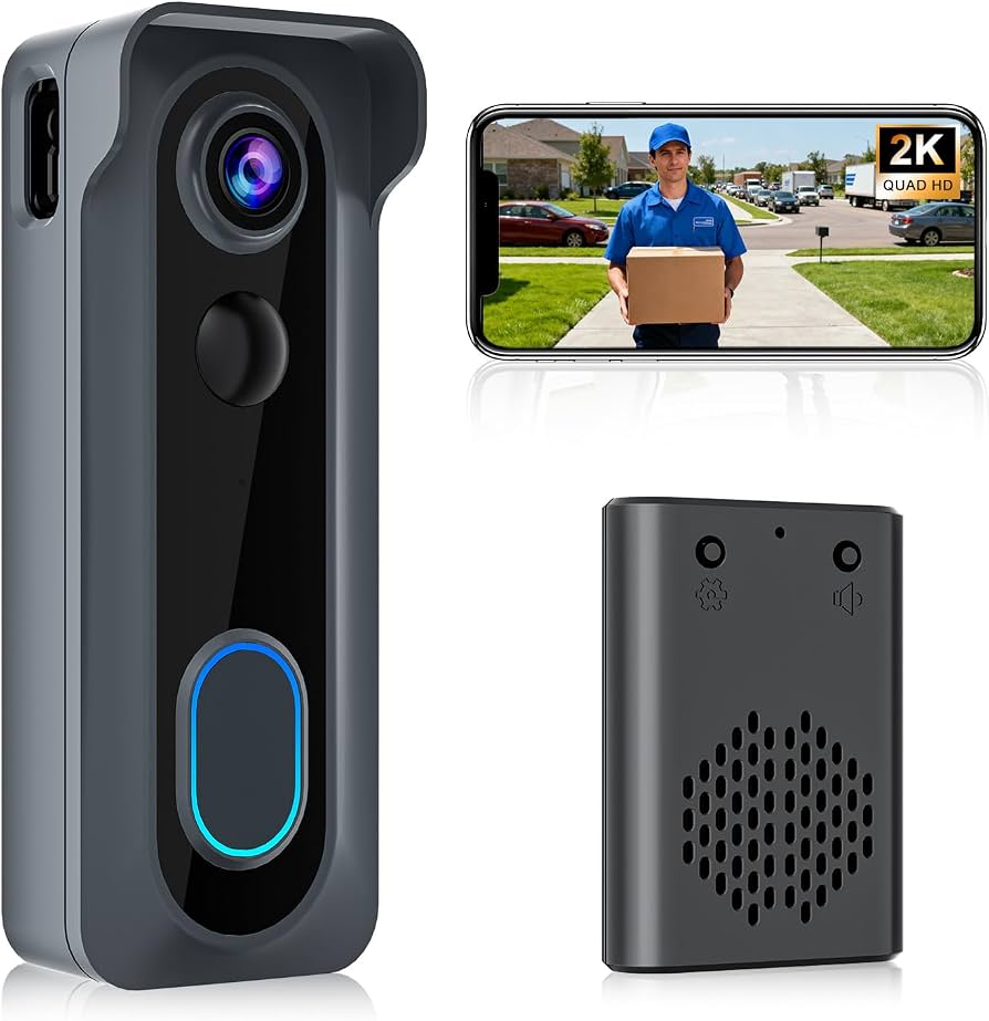 Battery-Powered Doorbell Camera - 2K, Wire-Free, Cloud Storage