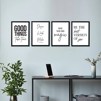 Motivational Wall Art Set 3 — Typography, Black/White, A4