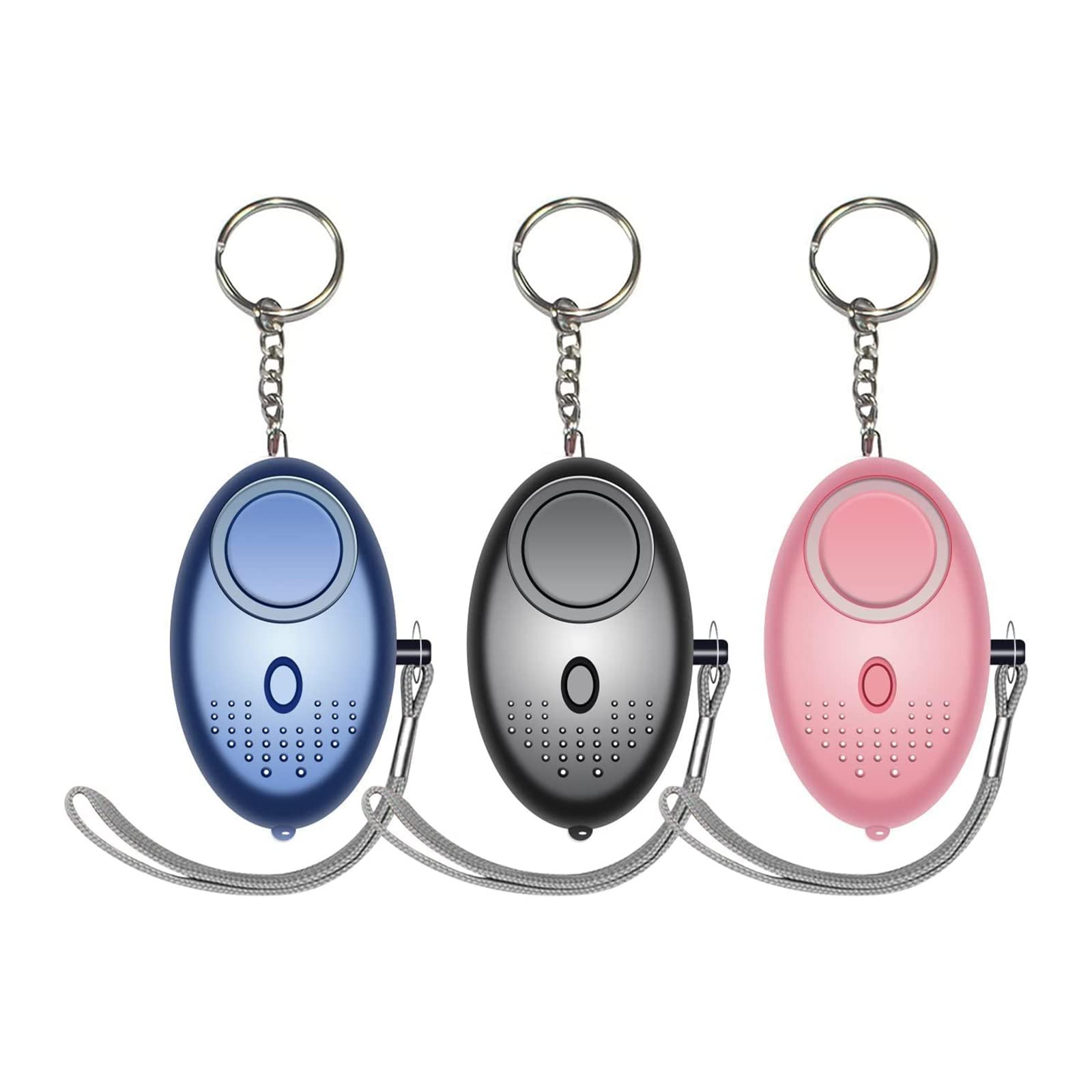 Personal Safety Alarm Keychain 3-Pack - 140dB, LED Light, USB-C
