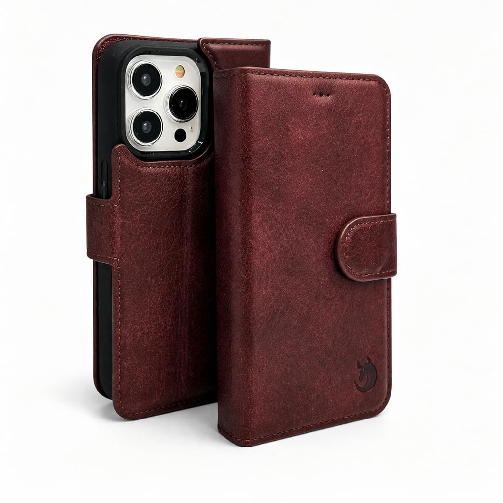 Leather Phone Wallet Case — RFID, 3 Card Slots, Kickstand
