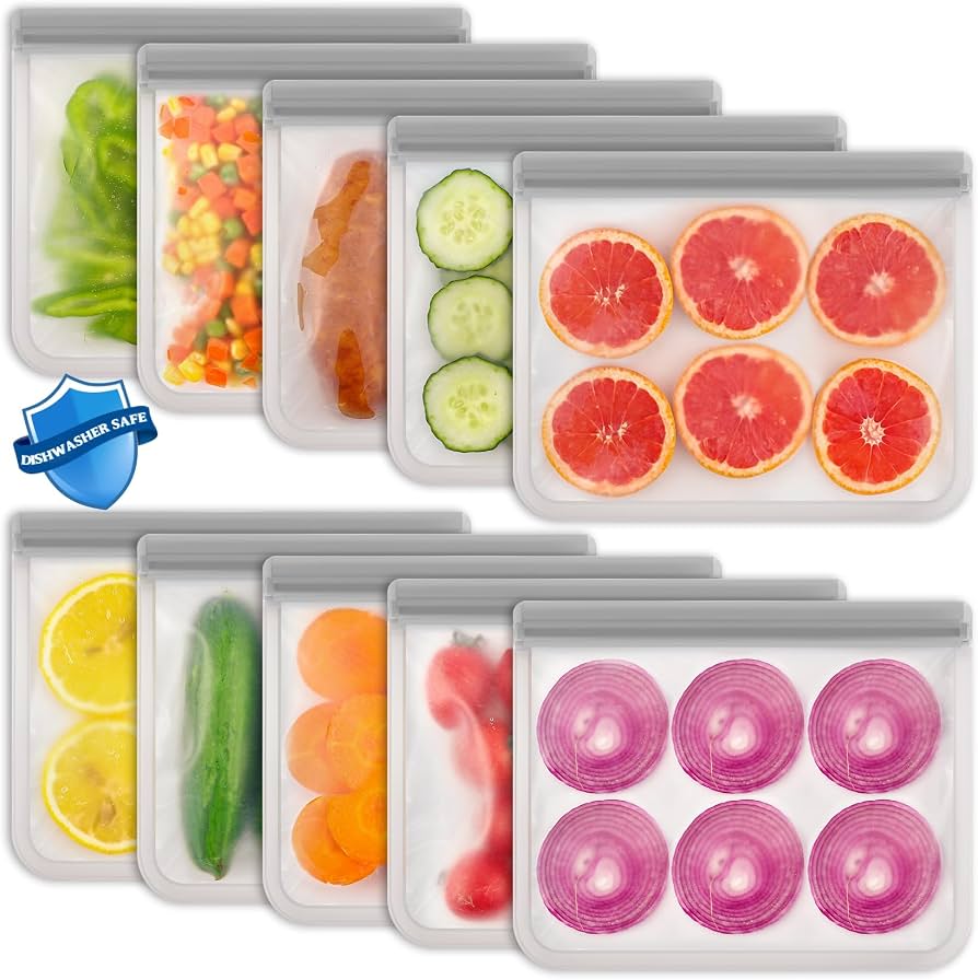 Reusable Sandwich Bags 10-Pack — Silicone, Dishwasher Safe
