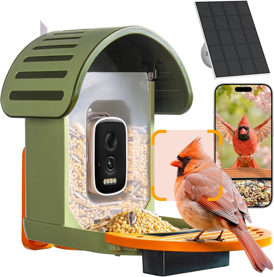 Smart Bird Feeder Camera — AI ID, Solar, WiFi, 1080p