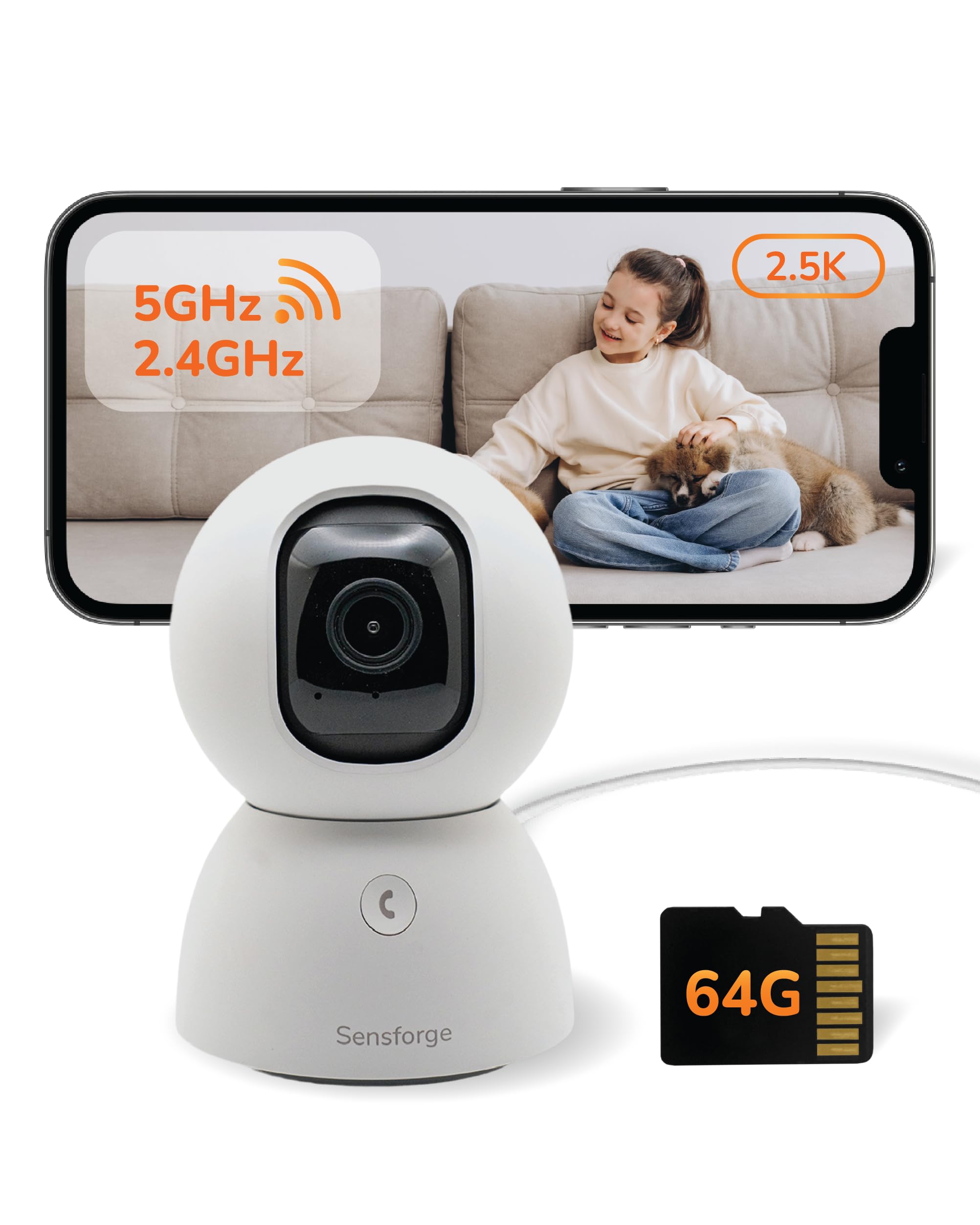 Indoor Pan & Tilt Security Camera - 360 Coverage, 2-Way Audio