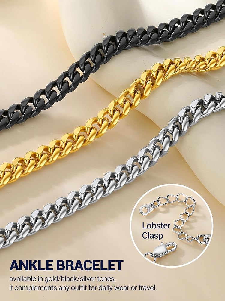 Anklet Set 4-Pack — Stainless Steel, Chain, Adjustable