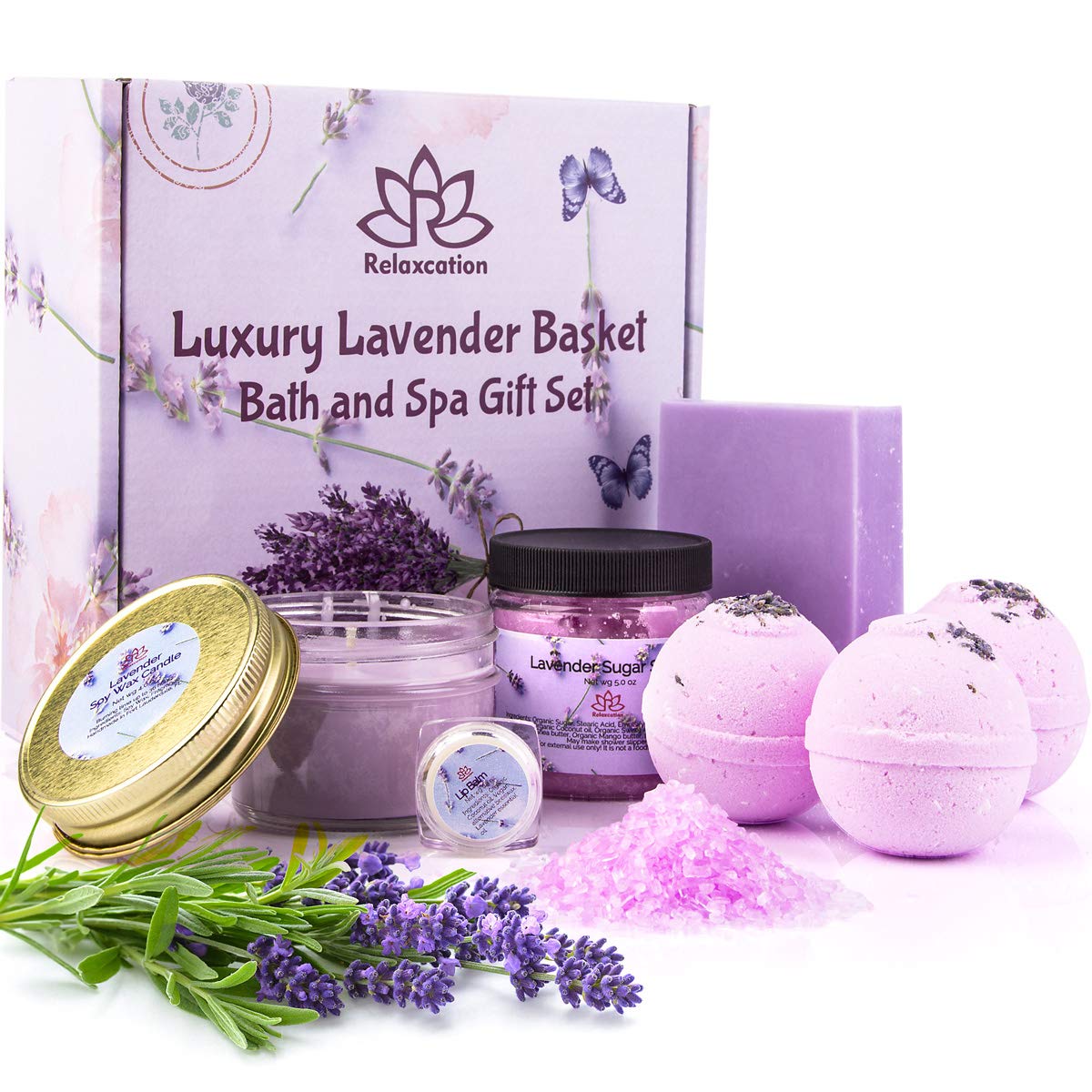 Spa Gift Box Bath Bombs Candle Scrub