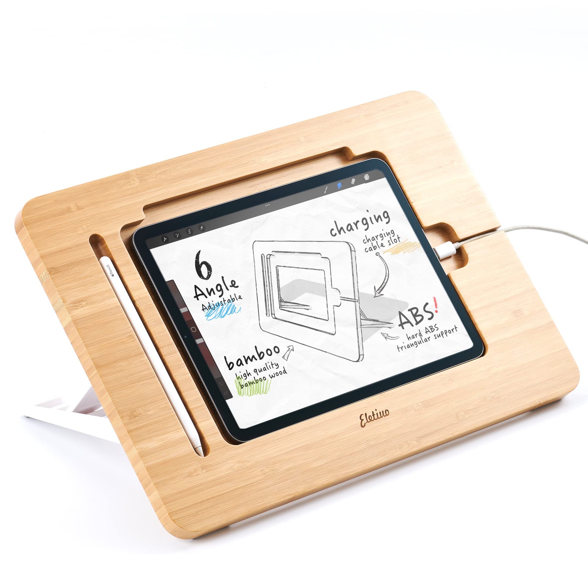Audiobook Stand — Phone/Tablet, Hands-Free, Adjustable, Wood