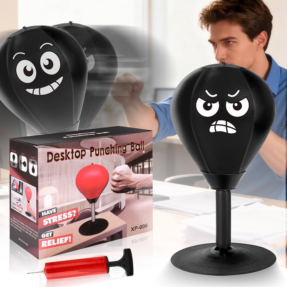 Desktop Punching Bag — Stress Relief, Spring Mount, Suction