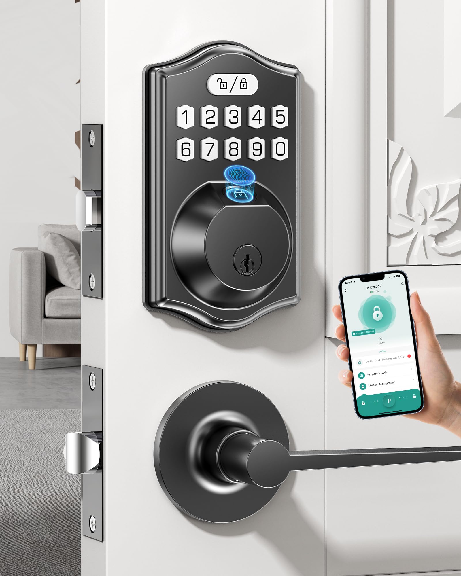 Smart Keypad Deadbolt - WiFi, Auto-Lock, Temporary Codes