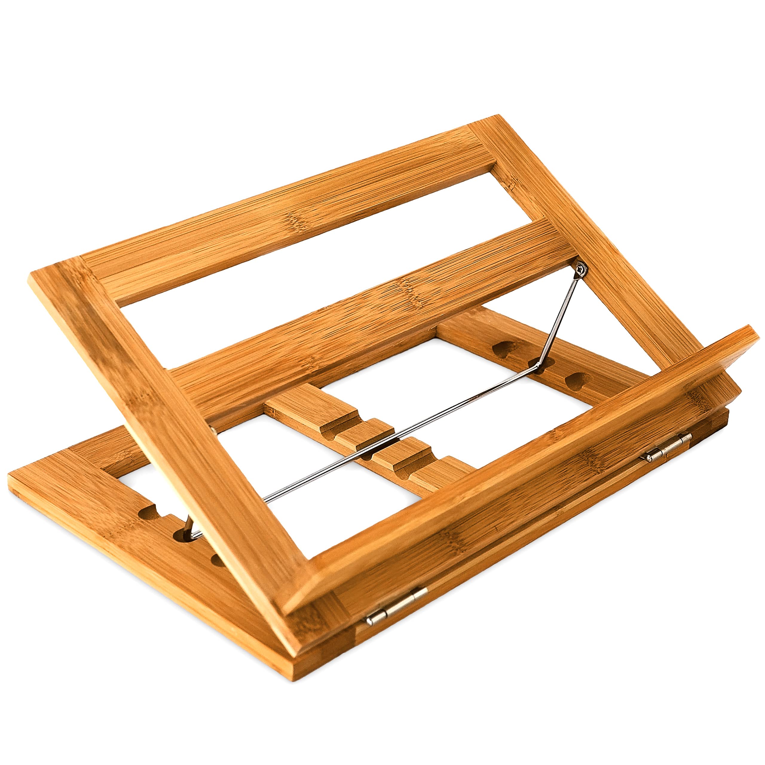 Book Stand Holder — Bamboo, Adjustable Angle, Cookbook