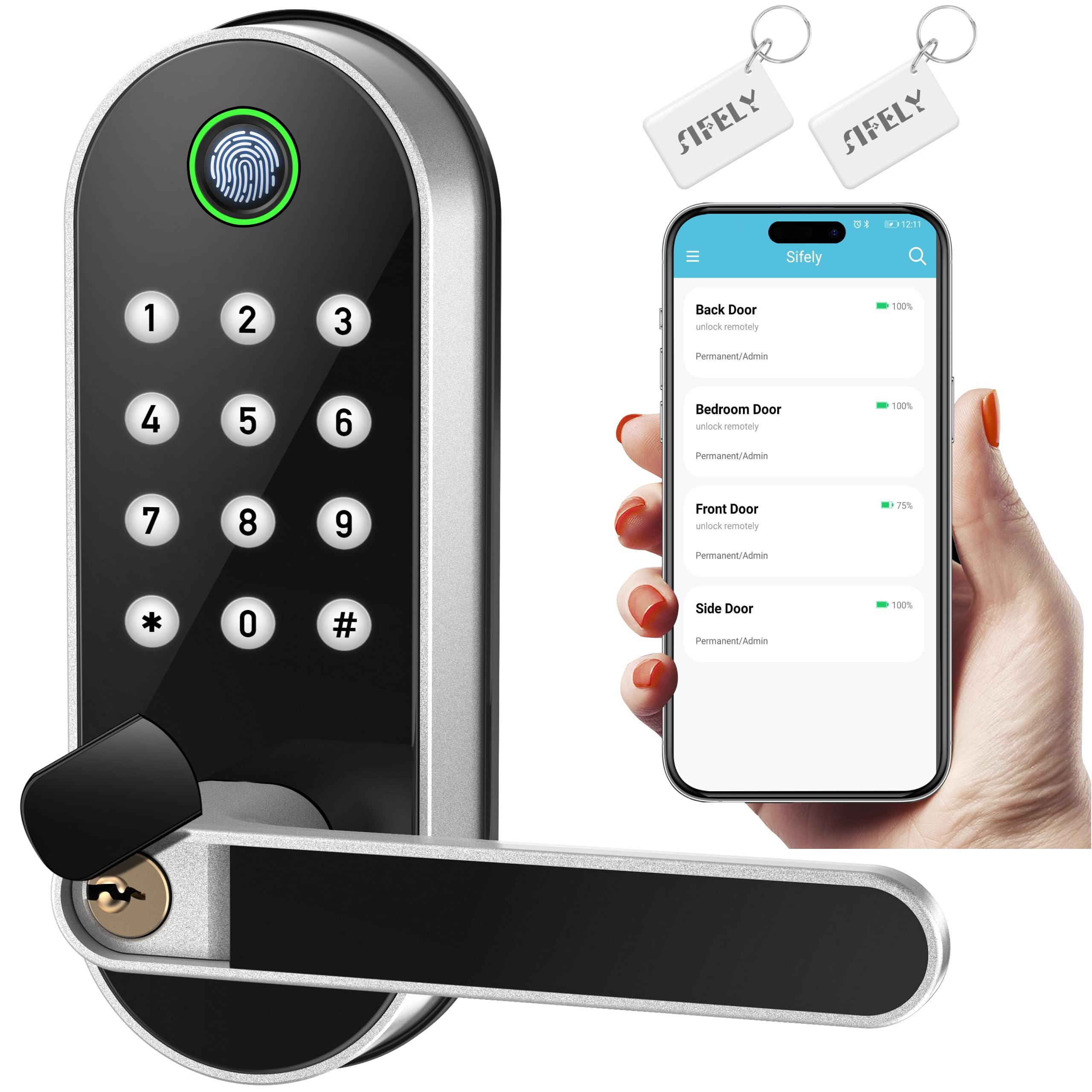 Smart Fingerprint Door Lock - Keyless, Bluetooth, App Control