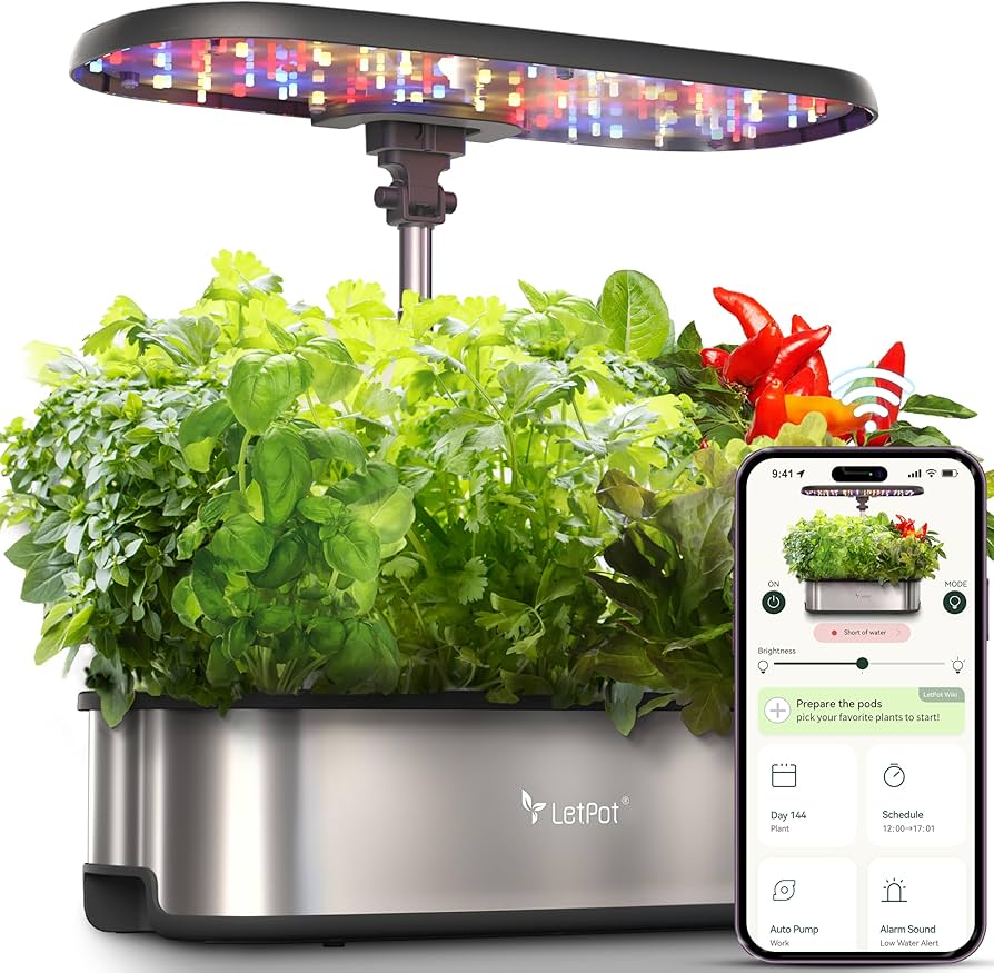 Smart LED Indoor Herb Garden - 12-Pod, WiFi, Auto-Watering, Grow Light