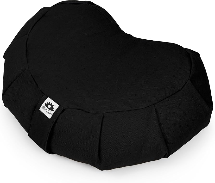 Meditation Cushion — Buckwheat Fill, Crescent, Organic Cotton