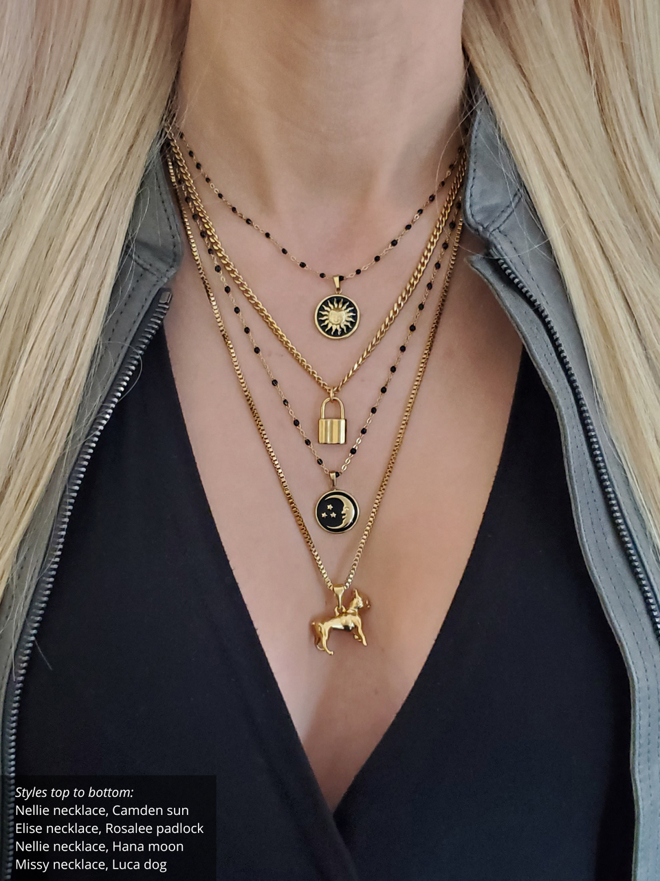 Layered Necklace Set 5-Pack — Gold-Tone, Stainless