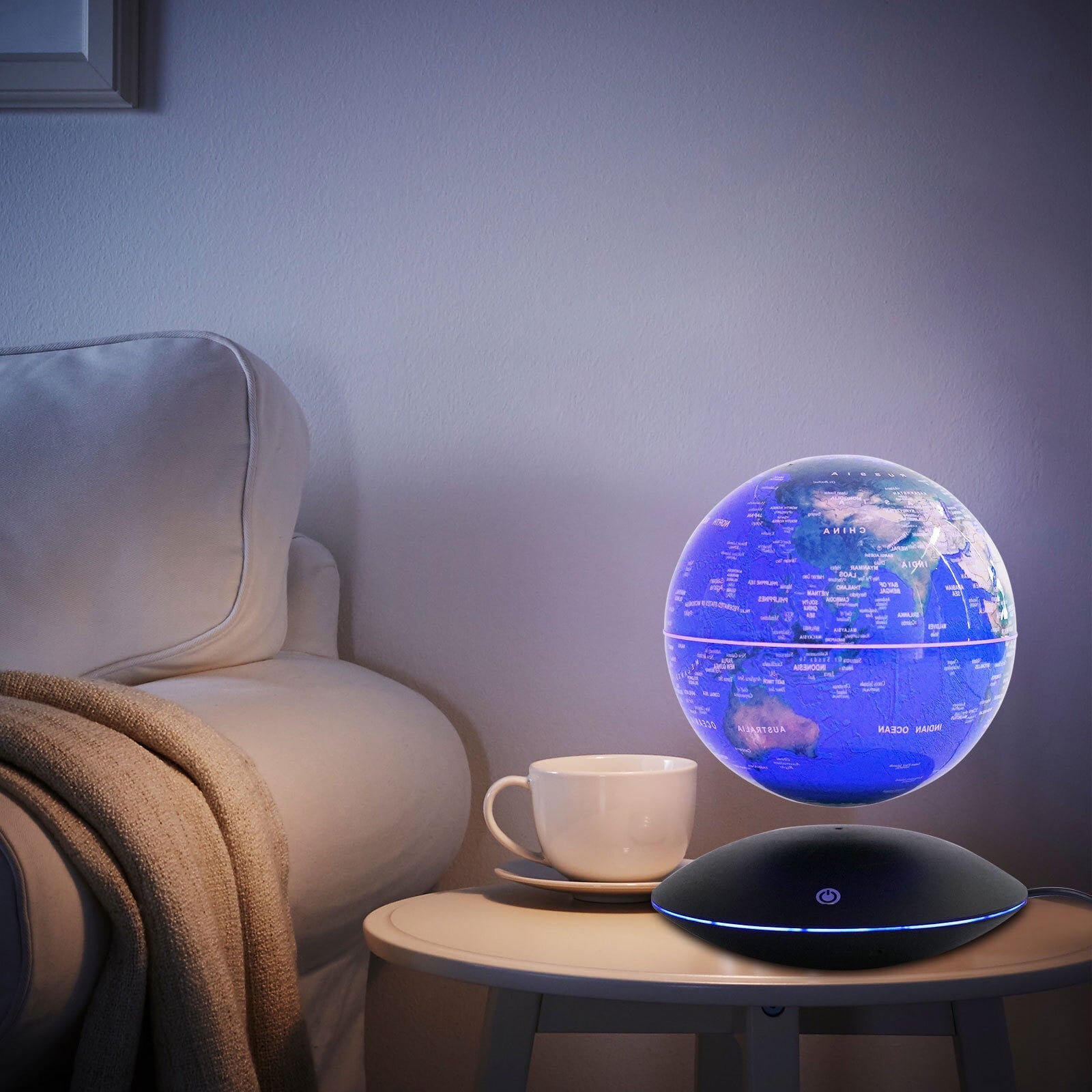 Globe Lamp Night Light — Magnetic Float, LED, Touch Base