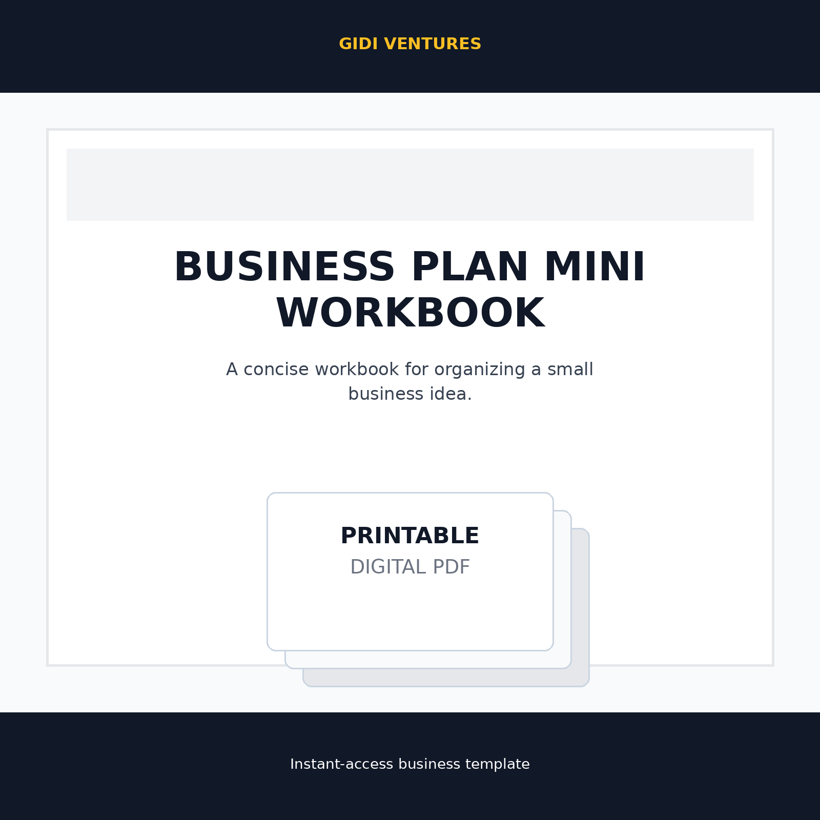 Business Plan Mini Workbook digital product mockup