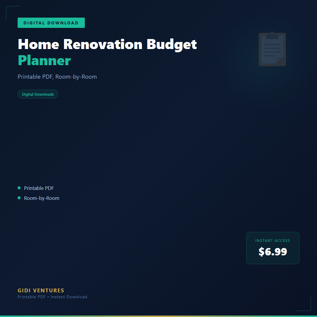Home Renovation Budget Planner - Room-by-Room