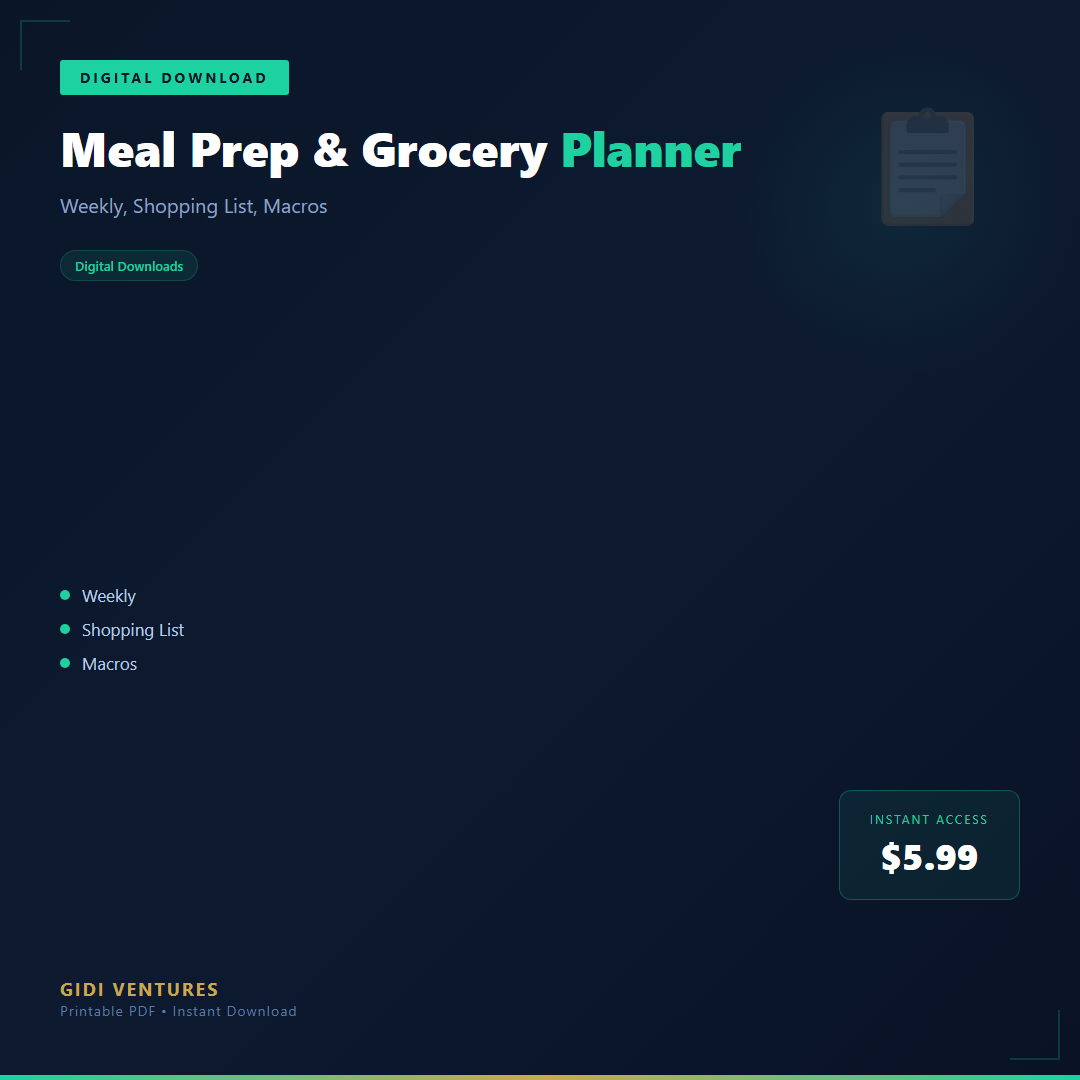 Meal Prep and Grocery Planner - Weekly Macros