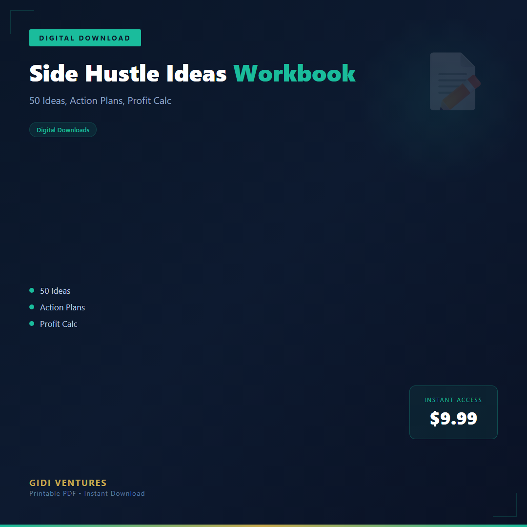 Side Hustle Ideas Workbook - 50 Ideas