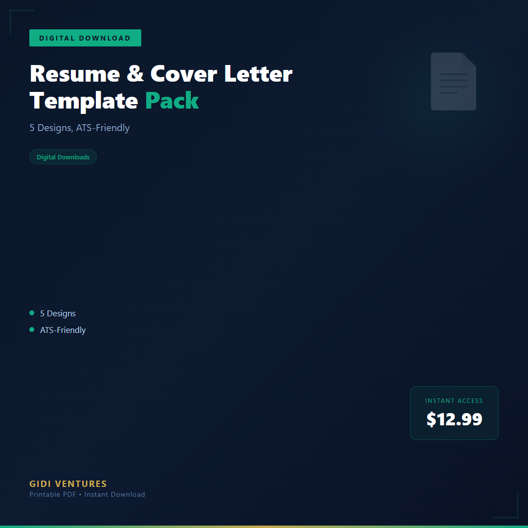 Resume and Cover Letter Template Pack - ATS-Friendly