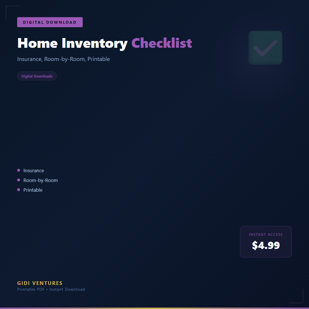 Home Inventory Checklist - Insurance Ready