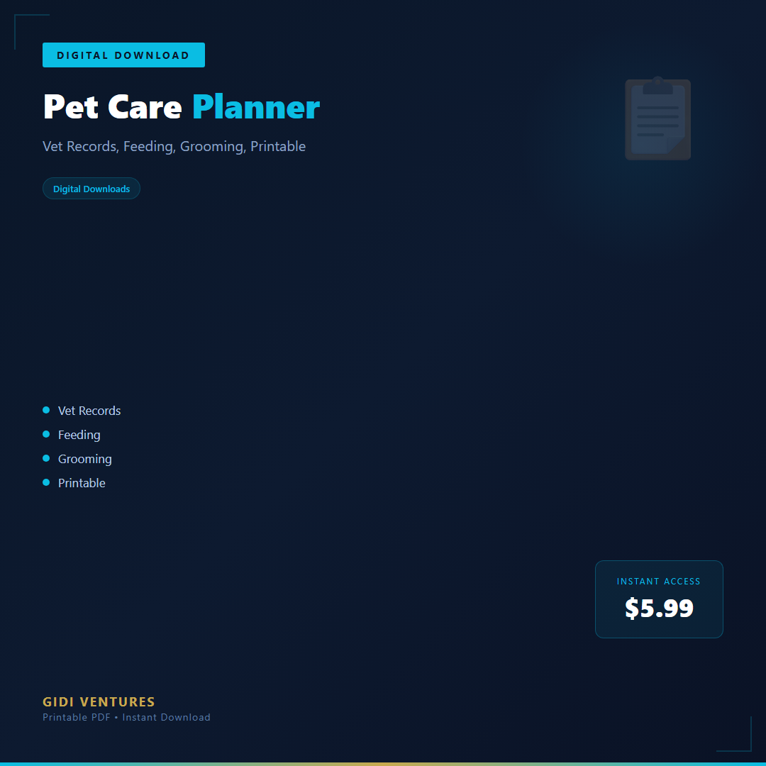 Pet Care Planner - Vet Records and Grooming