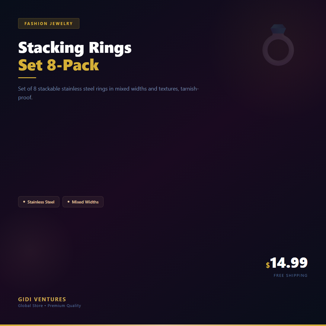 Stacking Rings Set 8-Pack Stainless Steel