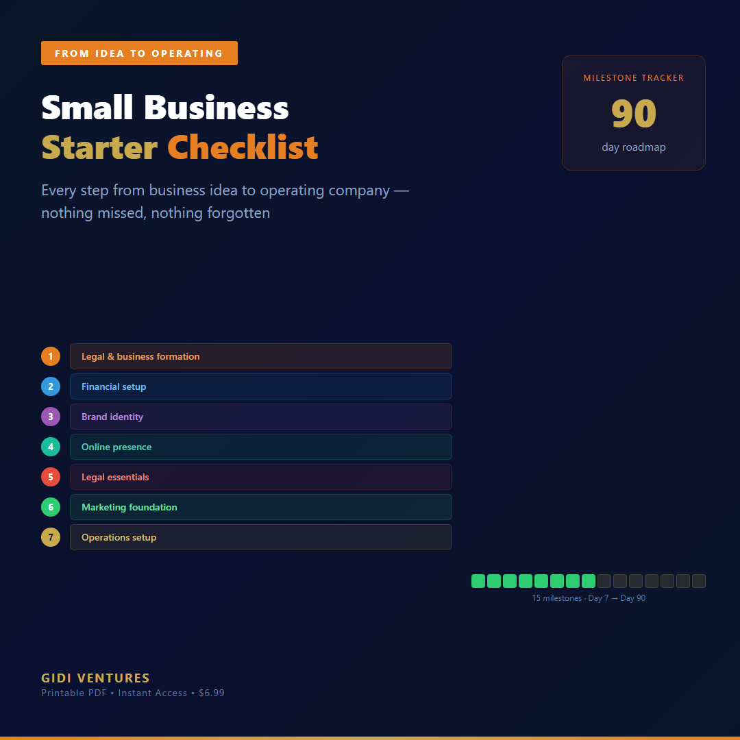 Small Business Starter Checklist - 90-Day Roadmap