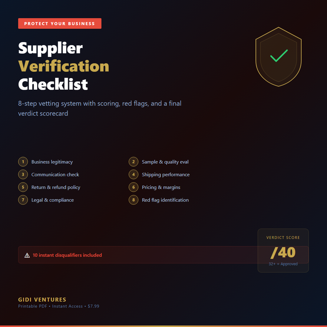 Supplier Verification Checklist - 8-Step Vetting System