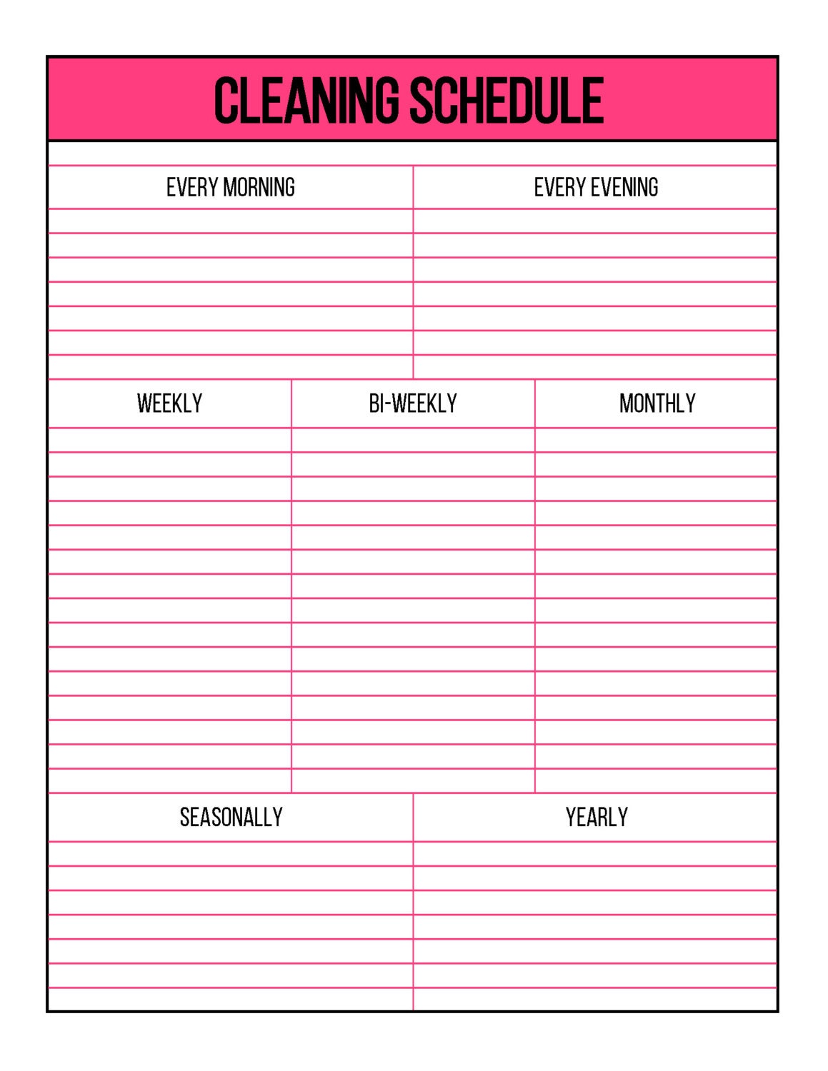 Cleaning Schedule Printable — Weekly, Monthly, Seasonal