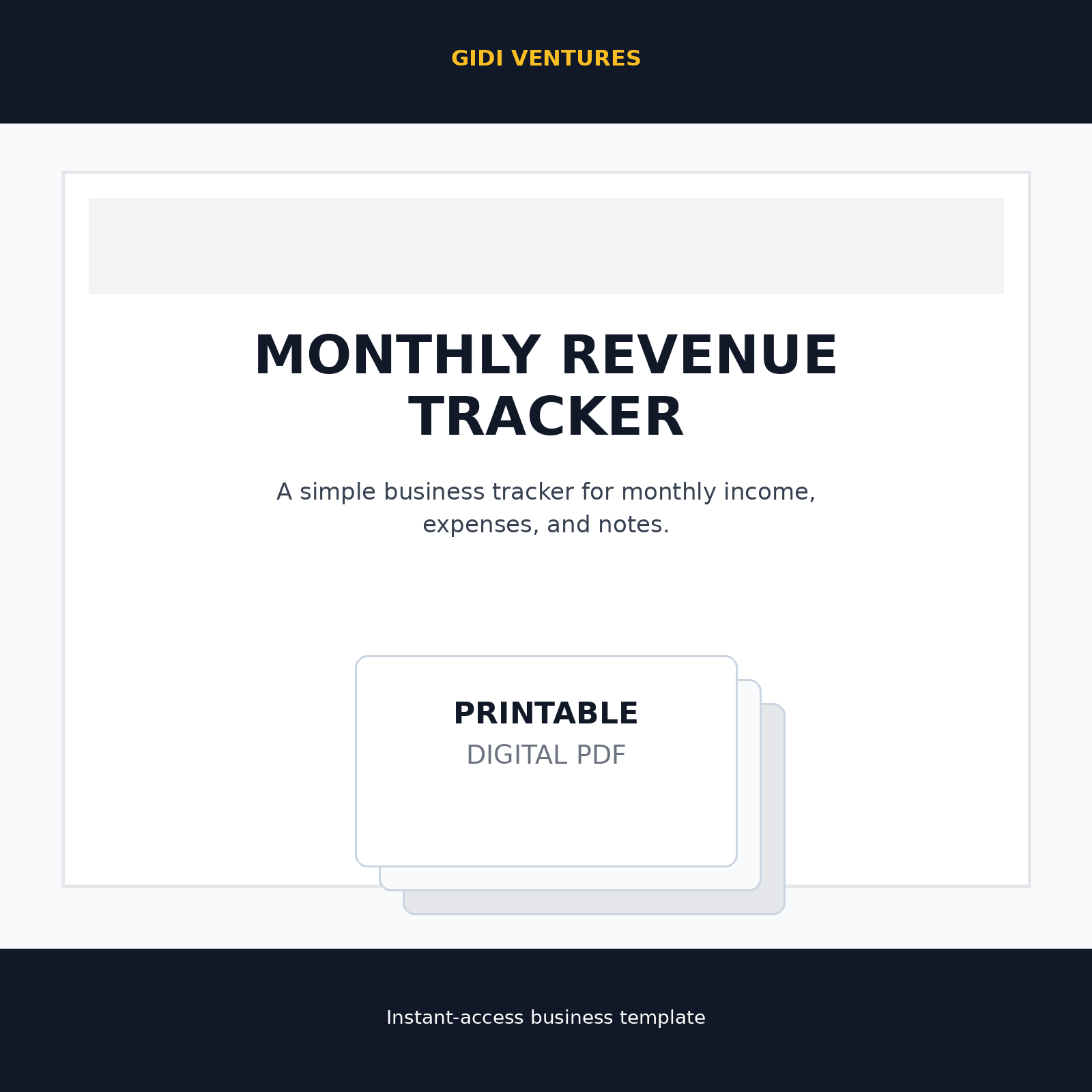 Monthly Revenue Tracker digital product mockup