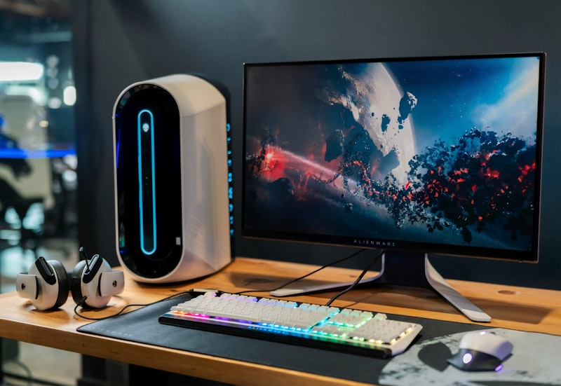 RGB gaming mouse pad desk setup