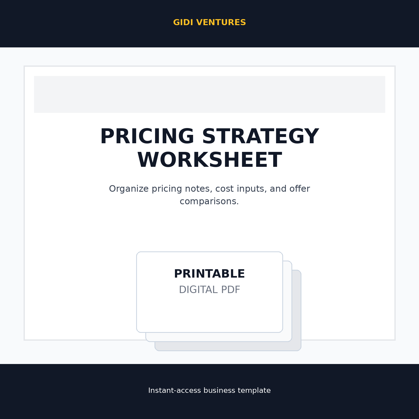 Pricing Strategy Worksheet digital product mockup